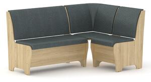 Rohová lavice TUNIS (Barva dřeva: dub sonoma, Materiál potahu: vinyl - šedá)