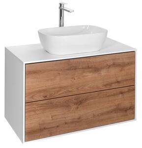 Aqualine Aqualine, ZANYA umyvadlová skříňka 80x50x46cm, bílá mat/dub emporio, ZA280