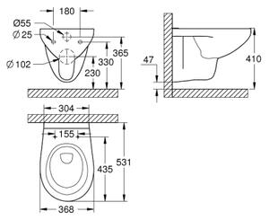 GROHE 39427000 - Závěsné WC BAU CERAMIC 368 x 531 mm keramika/bílá