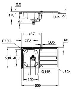 GROHE 31552SD1 - Dřez K200 860 x 500 mm nerez