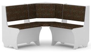 Rohová lavice CHILE (Barva dřeva: bílá, Materiál potahu: tkanina - boston brown)