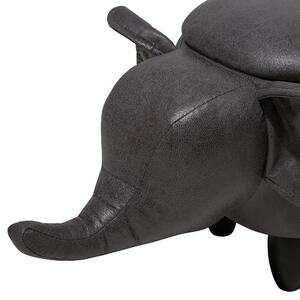 Tmavě šedá stolička slon z umělé kůže ELEPHANT