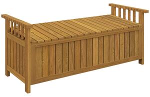Dřevěná zahradní lavice Outsunny pro 2 osoby s úložným prostorem 186L, venkovní lavice s opěrkami na ruce, nosnost 240 kg, pro zahradu nebo balkon, 12