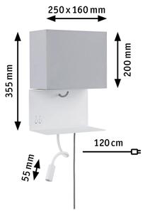 Paulmann 78913 - LED/2,5W + 1xE27/40W Nástěnné svítidlo s USB MERANI 230V