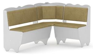 Rohová lavice RHODOS (Barva dřeva: bílá, Materiál potahu: tkanina - toronto brown)