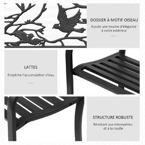 Outsunny Lavice pro 3 osoby do zahrady, venkovský styl pro balkon, terasu, patio 127 x 60 x 85 cm, robustní antikorozní epoxidově natřený kov, černá |