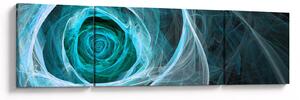Obraz - Abstraktní růže modrá s černým pozadím (170x50 cm)