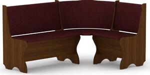 Rohová lavice KANADA (Barva dřeva: ořech, Materiál potahu: vinyl - bordo)