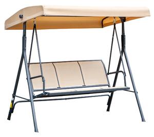 Outsunny Zahradní houpačka pro 3 osoby s vynikajícím pohodlím, nastavitelné sklon střechy, ergonomická ocel, epoxidový textilene, béžová | Aosom