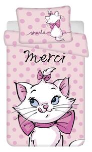 Růžové bavlněné dětské povlečení do postýlky 100x135 cm Marie Cat "Merci" – Jerry Fabrics