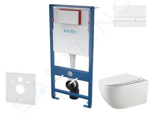 Kielle Set předstěnové instalace, klozetu Gaia, sedátka softclose a tlačítka Gemini I, lesklá bílá 30505SS52