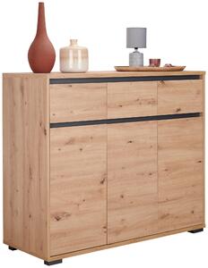 KOMODA, antracitová, barvy dubu, 120/103/48 cm Carryhome - Široké komody