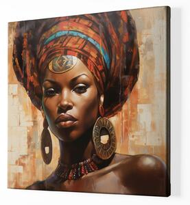 Obraz na plátně - Africká žena s turbanem FeelHappy.cz Vyberte rozměr (Šířka/Výška): 80 x 80 cm