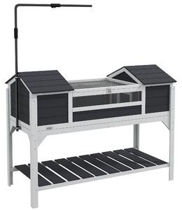 PawHut Dřevěný dům pro želvy, venkovní terárium, 2 úkryty, nastavitelný stojan na lampu, otevírací střecha, zemní voliéry, průhledné akrylové okno, še