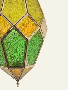 Orientální závěsná lampa Sellima - žluto zelena