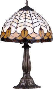 KEJO Vitrážová stolní lampa SARGAN, 1xE27, 60W, kulatá, hnědobílá K-G121551