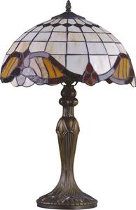 KEJO Vitrážová skleněná stolní lampa WITRAŻ, 1xE27, 60W, 30cm, kulatá, žlutá K-G121122