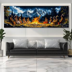 Obraz na plátně - Indiánské ženy, sněm starších u ohně FeelHappy.cz Vyberte rozměr (Šířka/Výška): 60 x 20 cm