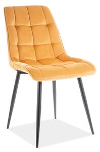 Jídelní čalouněná židle SIK VELVET žlutá curry/černá skladem