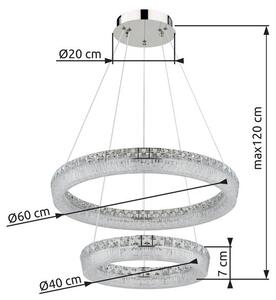 Závěsné svítidlo LED 2700–6000K chrómová IP20 GLOBO lighting LAUREL 67387-60