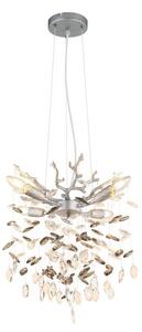 Lustr 4x E14 stříbrná, kouřová IP20 GLOBO lighting QUEENA 64138HS