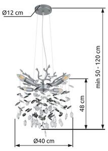 Lustr 4x E14 stříbrná, kouřová IP20 GLOBO lighting QUEENA 64138HS