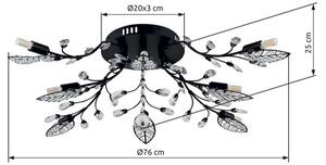 Stropní svítidlo 8x G9 čierna matná IP20 GLOBO lighting JANIS 63007-8