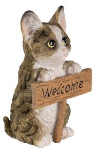 Dekorativní soška kočky s cedulkou Welcome - 12*9*19 cm