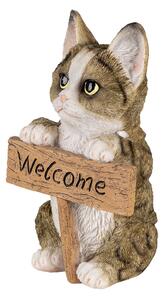 Dekorativní soška kočky s cedulkou Welcome - 12*9*19 cm