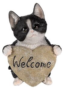 Dekorativní soška koťátka se srdcem Welcome - 12*9*15 cm