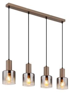Závěsné svítidlo 4x E27 kávová, dymová IP20 GLOBO lighting WALTON 54318-4H