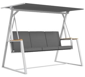 Outsunny 3-místná zahradní houpačka s nastavitelným sklonem stříšky, dodávaný matrac, ocelový rám, rozměry: 205D x 130Š x 175V cm Tmavě šedá | Aosom
