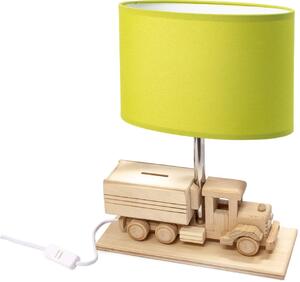 HELLUX Stolní dřevěná dětská lampička ve tvaru náklaďáku, zelená 411.24.25