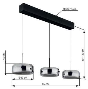 Závěsné svítidlo LED 3000K čierna, dymová IP20 GLOBO lighting LIVION 16058-3