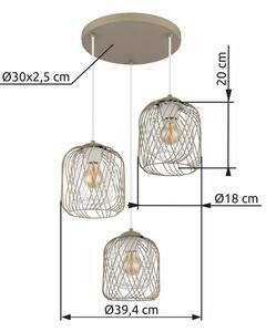 Závěsné svítidlo 3x E27 piesková IP20 GLOBO lighting DICHTI 15965-3HR