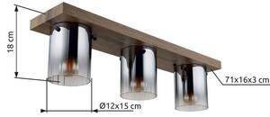 Stropní svítidlo 3x E27 dřevo, kouřová IP20 GLOBO lighting UNDERWOOD 15915-3