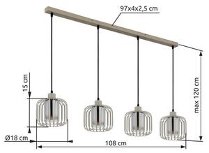 Závěsné svítidlo 4x E27 piesková IP20 GLOBO lighting ALFRED 15758-4H