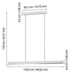 Eglo 901833 - LED RGBW Stmívatelný lustr na lanku BOLOGNANO-Z LED/19W/230V šedá