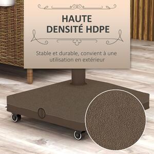 Hmotnostní základna slunečníku Outsunny čtvercová s 4 koly 45L x 45W x 39H cm HDPE Hnědá | Aosom