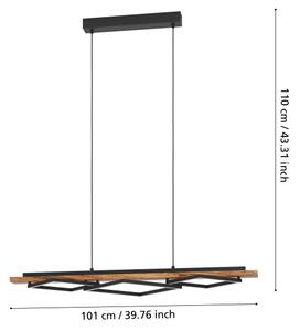 Eglo 901933 - LED St. lustr na lanku BOYAL 2xLED/13W/230V+ LED/16W černá/hnědá