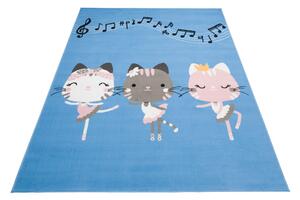 Chemex Dětský koberec Jolly Kids - kočičky 2 - modrý Rozměr koberce: 80x150 cm