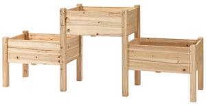 Vyvýšený záhon Outsunny se třemi dvoupatrovými kontejnery 184L x 45Š x 80V cm z předběžně ošetřeného jedlového dřeva | Aosom