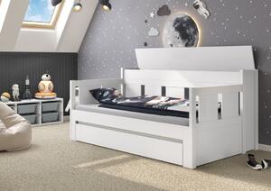 Rozkládací postel Relax včetně 2ks matrací Logan - bílá - masiv borovice Bílá 90x200/180x200 cm