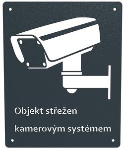 Informační cedule lakovaná - objekt střežen kamerovým systémem typ 2 Velikost: 32 x 40 (XXL)