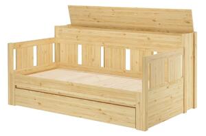 Rozkládací postel Relax s úložným boxem na matrace - natur - masiv borovice Borovice přírodní 90x200/180x200 cm