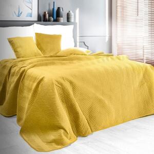 Oboustranný prošívaný přehoz na postel žluté barvy Šířka: 220 cm | Délka: 240 cm