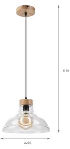Lustr na lanku SINGLE 1xE27/60W/230V pr. 28 cm dub