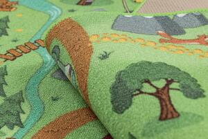 Makro Abra Dětský kusový koberec REBEL ROADS Wild life 90 Les Zvířátka protiskluzový zelený Rozměr: 140x200 cm