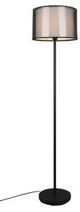 Trio Leuchten 411400132 BURTON - Stojací moderní lampa v černé barvě s dvojtým stínidlem, 1 x E27, 150cm (Moderní stojací svítidlo s vypínačem na kabelu)