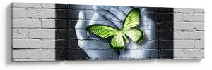 Obraz - Zelený motýl ve zdi (170x50 cm)